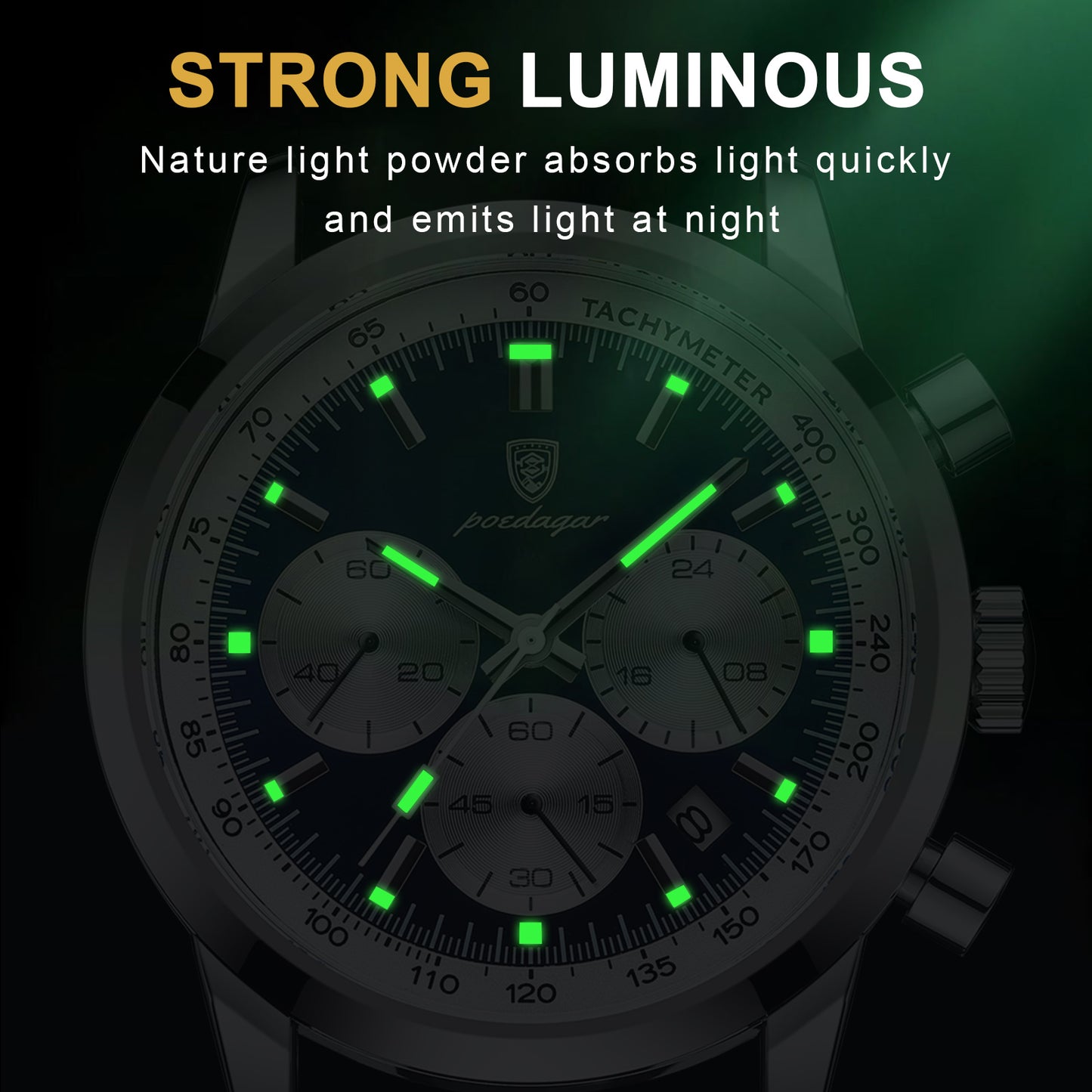 POEDAGAR Luxus-Chronographenuhr