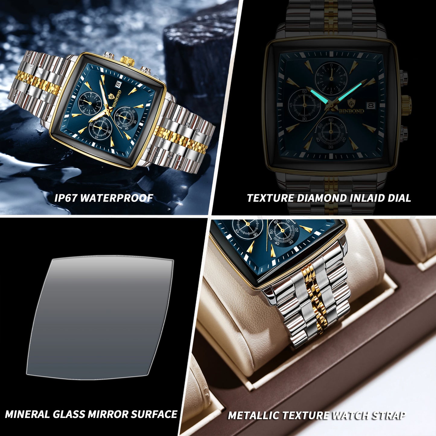 Binbond – Luxuriöse quadratische Uhr