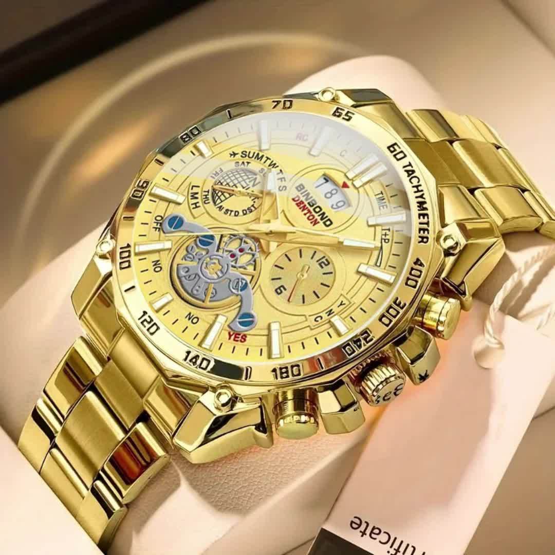 Luxuriöse goldene Quarzuhr