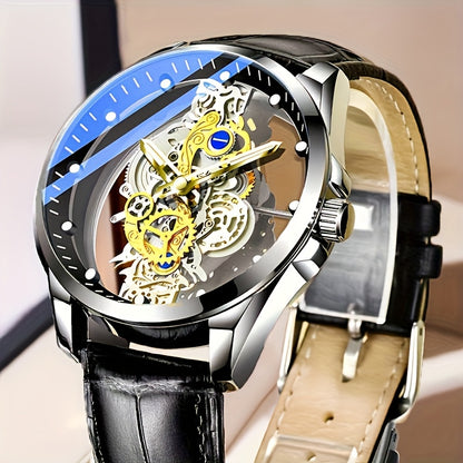 Transparent Hollow Double-Faced Watch for Men in Steel